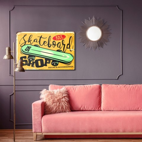 Obraz Na Płótnie Deskorolka I Napis Retro Canvas Naturalny 100x70 LB-2828-NC100-70