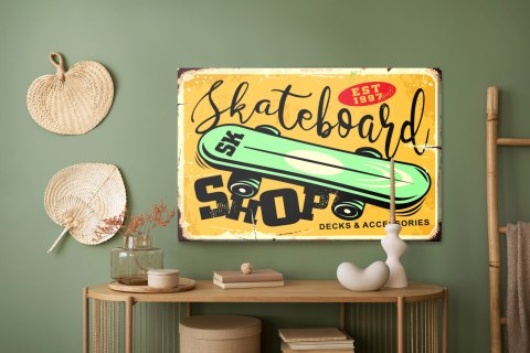 Obraz Na Płótnie Deskorolka I Napis Retro Canvas Naturalny 100x70 LB-2828-NC100-70