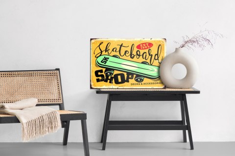 Obraz Na Płótnie Deskorolka I Napis Retro Canvas Naturalny 100x70 LB-2828-NC100-70