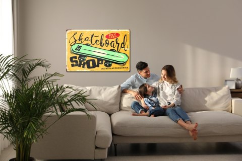 Obraz Na Płótnie Deskorolka I Napis Retro Canvas Naturalny 100x70 LB-2828-NC100-70