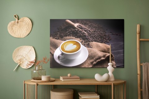 Obraz Na Płótnie Filiżanka Kawy Latte Canvas Naturalny 100x70 LB-2687-NC100-70