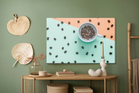 Obraz Na Płótnie Filiżanka Ziaren Kawy Canvas Naturalny 100x70 LB-2657-NC100-70