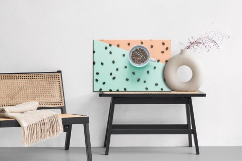 Obraz Na Płótnie Filiżanka Ziaren Kawy Canvas Naturalny 100x70 LB-2657-NC100-70