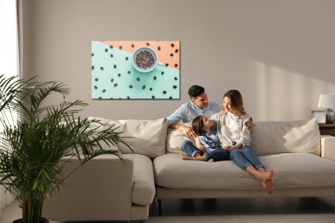 Obraz Na Płótnie Filiżanka Ziaren Kawy Canvas Naturalny 100x70 LB-2657-NC100-70