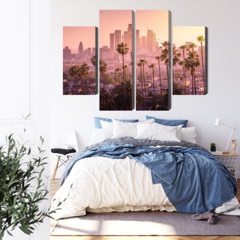 Obraz Wieloczęściowy Centrum Los Angeles O Zachodzie Słońca Canvas Naturalny 80x60 LBS-2901-NC80-60_2X20-60_2X20-40