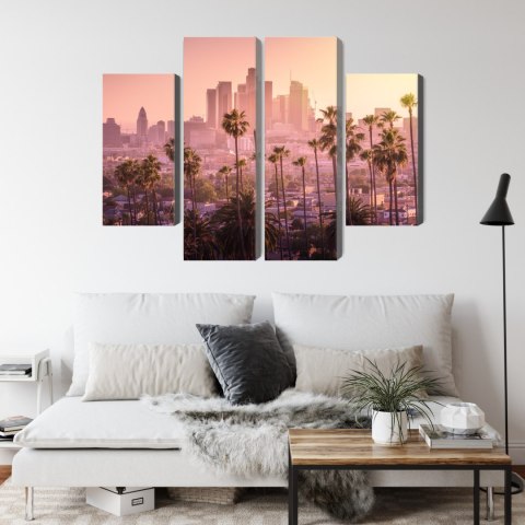 Obraz Wieloczęściowy Centrum Los Angeles O Zachodzie Słońca Canvas Naturalny 80x60 LBS-2901-NC80-60_2X20-60_2X20-40