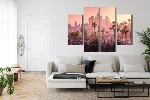 Obraz Wieloczęściowy Centrum Los Angeles O Zachodzie Słońca Canvas Naturalny 80x60 LBS-2901-NC80-60_2X20-60_2X20-40