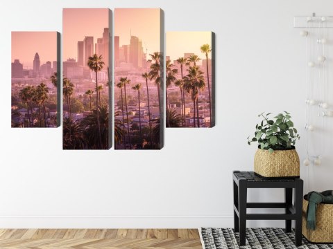 Obraz Wieloczęściowy Centrum Los Angeles O Zachodzie Słońca Canvas Naturalny 80x60 LBS-2901-NC80-60_2X20-60_2X20-40