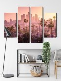 Obraz Wieloczęściowy Centrum Los Angeles O Zachodzie Słońca Canvas Naturalny 80x60 LBS-2901-NC80-60_2X20-60_2X20-40