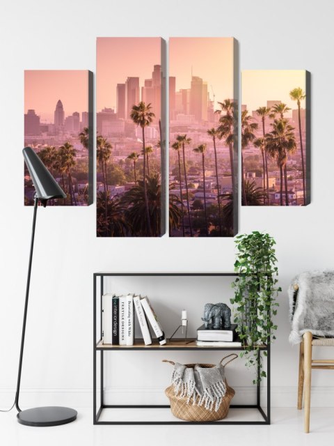 Obraz Wieloczęściowy Centrum Los Angeles O Zachodzie Słońca Canvas Naturalny 80x60 LBS-2901-NC80-60_2X20-60_2X20-40