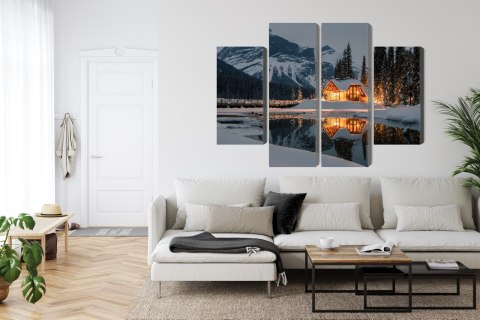 Obraz Wieloczęściowy Emerald Lake W Kanadzie Zimą Canvas 80x60 LBS-2402-C80-60_2X20-60_2X20-40