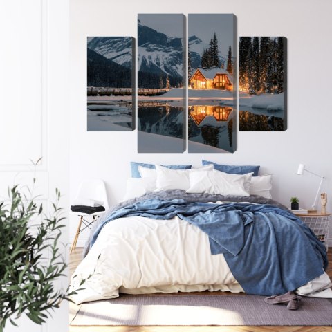 Obraz Wieloczęściowy Emerald Lake W Kanadzie Zimą Canvas Naturalny 80x60 LBS-2402-NC80-60_2X20-60_2X20-40