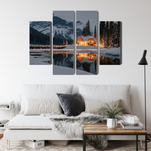 Obraz Wieloczęściowy Emerald Lake W Kanadzie Zimą Canvas Naturalny 80x60 LBS-2402-NC80-60_2X20-60_2X20-40