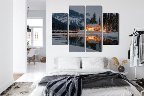 Obraz Wieloczęściowy Emerald Lake W Kanadzie Zimą Canvas Naturalny 80x60 LBS-2402-NC80-60_2X20-60_2X20-40