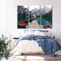 Obraz Wieloczęściowy Jezioro Braies We Włoszech Canvas 120x80 LBS-2410-C120-80_3X40-80