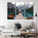 Obraz Wieloczęściowy Jezioro Braies We Włoszech Canvas 120x80 LBS-2410-C120-80_3X40-80