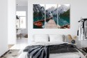 Obraz Wieloczęściowy Jezioro Braies We Włoszech Canvas 120x80 LBS-2410-C120-80_3X40-80