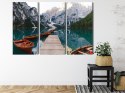 Obraz Wieloczęściowy Jezioro Braies We Włoszech Canvas 120x80 LBS-2410-C120-80_3X40-80