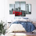 Obraz Wieloczęściowy Czerwony Autobus W Londynie Canvas 80x60 LBS-2221-C80-60_2X20-60_2X20-40