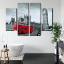 Obraz Wieloczęściowy Czerwony Autobus W Londynie Canvas 80x60 LBS-2221-C80-60_2X20-60_2X20-40