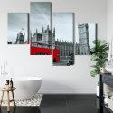 Obraz Wieloczęściowy Czerwony Autobus W Londynie Canvas Naturalny 80x50 LBS-2222-NC80-50_2X20-50_2X20-30