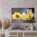 Obraz Na Płótnie Buteleczki Z Olejem Słonecznikowym Canvas Naturalny 100x70 LB-726-NC100-70