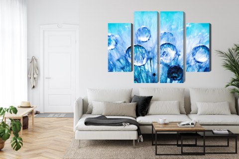 Obraz Wieloczęściowy Krople Rosy Na Nasionach Mniszka Lekarskiego W Skali Makro Canvas 80x60 LBS-3705-C80-60_2X20-60_2X20-40