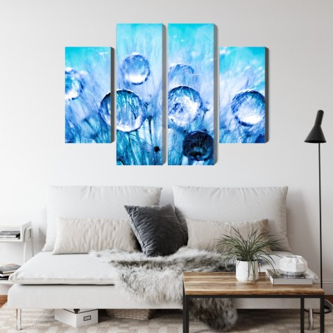 Obraz Wieloczęściowy Krople Rosy Na Nasionach Mniszka Lekarskiego W Skali Makro Canvas Naturalny 80x60 LBS-3705-NC80-60_2X20-60