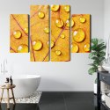 Obraz Wieloczęściowy Krople Wody Na Jesiennym Liściu Makro Canvas Naturalny 80x60 LBS-3820-NC80-60_2X20-60_2X20-40
