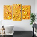Obraz Wieloczęściowy Krople Wody Na Jesiennym Liściu Makro Canvas Naturalny 90x60 LBS-3819-NC90-60_1X30-60_2X30-45