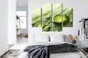 Obraz Wieloczęściowy Krople Wody Na Liściu W Skali Makro Canvas 80x60 LBS-3680-C80-60_2X20-60_2X20-40
