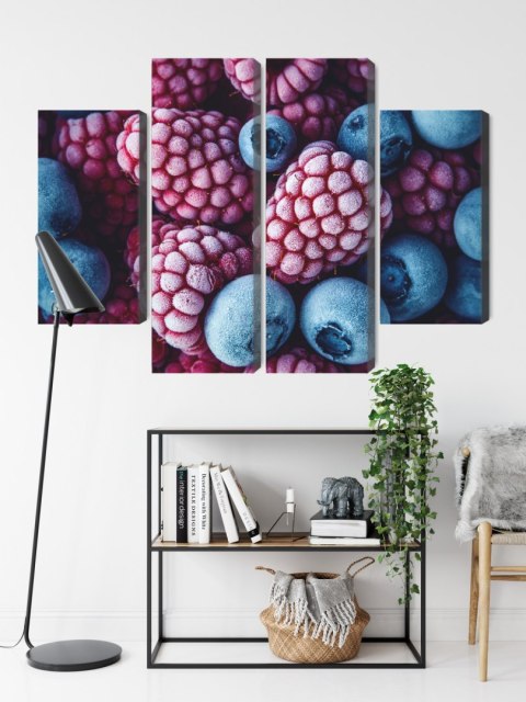 Obraz Wieloczęściowy Mrożone Jagody I Maliny Canvas 80x60 LBS-3915-C80-60_2X20-60_2X20-40