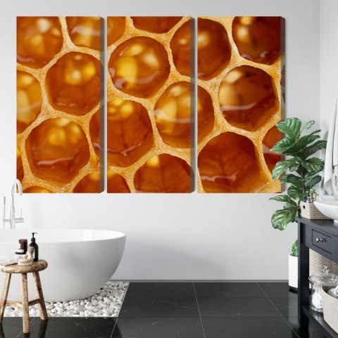 Obraz Wieloczęściowy Plaster Miodu W Skali Makro Canvas 120x80 LBS-3733-C120-80_3X40-80