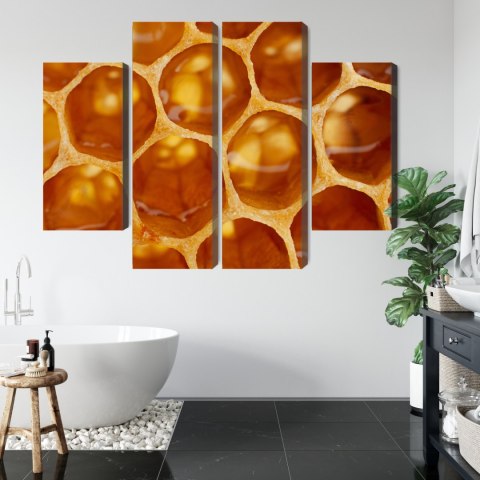 Obraz Wieloczęściowy Plaster Miodu W Skali Makro Canvas Naturalny 80x60 LBS-3735-NC80-60_2X20-60_2X20-40