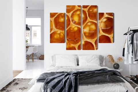Obraz Wieloczęściowy Plaster Miodu W Skali Makro Canvas Naturalny 80x60 LBS-3735-NC80-60_2X20-60_2X20-40