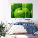 Obraz Wieloczęściowy Zielone Jabłka W Skali Makro Canvas 120x80 LBS-3927-C120-80_3X40-80