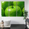 Obraz Wieloczęściowy Zielone Jabłka W Skali Makro Canvas 120x80 LBS-3927-C120-80_3X40-80