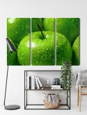 Obraz Wieloczęściowy Zielone Jabłka W Skali Makro Canvas 120x80 LBS-3927-C120-80_3X40-80