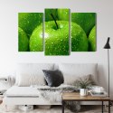Obraz Wieloczęściowy Zielone Jabłka W Skali Makro Canvas 120x80 LBS-3929-C120-80_1X40-80_2X40-60