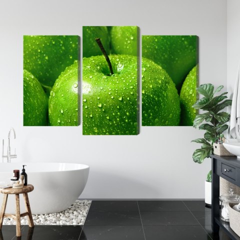 Obraz Wieloczęściowy Zielone Jabłka W Skali Makro Canvas 120x80 LBS-3929-C120-80_1X40-80_2X40-60