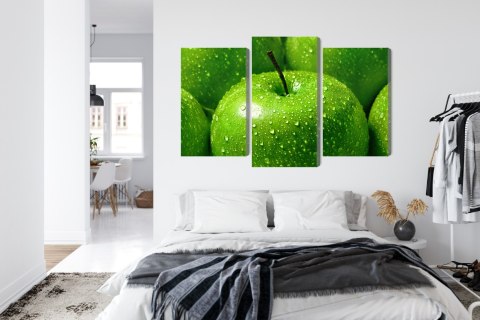 Obraz Wieloczęściowy Zielone Jabłka W Skali Makro Canvas 120x80 LBS-3929-C120-80_1X40-80_2X40-60