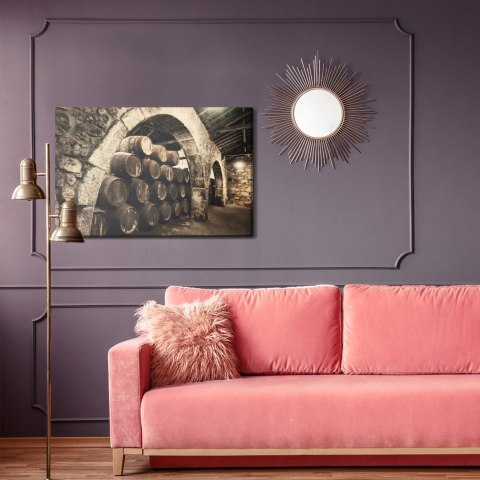 Obraz Na Płótnie Beczki Po Winie W Starej Piwnicy Retro Canvas Naturalny 100x70 LB-2818-NC100-70