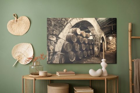 Obraz Na Płótnie Beczki Po Winie W Starej Piwnicy Retro Canvas Naturalny 100x70 LB-2818-NC100-70