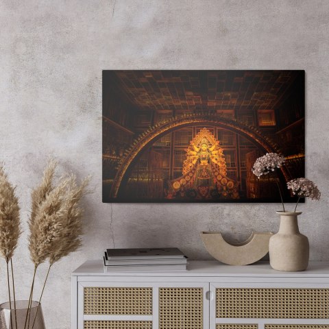 Obraz Na Płótnie Bogini Durga W Pandal Canvas Naturalny 100x70 LB-2623-NC100-70