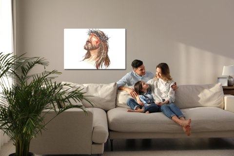 Obraz Na Płótnie Chrystus W Koronie Cierniowej Canvas Naturalny 100x70 LB-2615-NC100-70