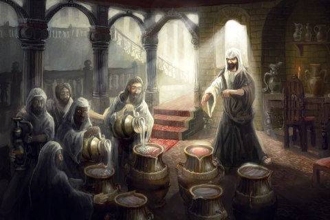 Obraz Na Płótnie Cud W Kanie Galilejskiej Canvas Naturalny 100x70 LB-2538-NC100-70