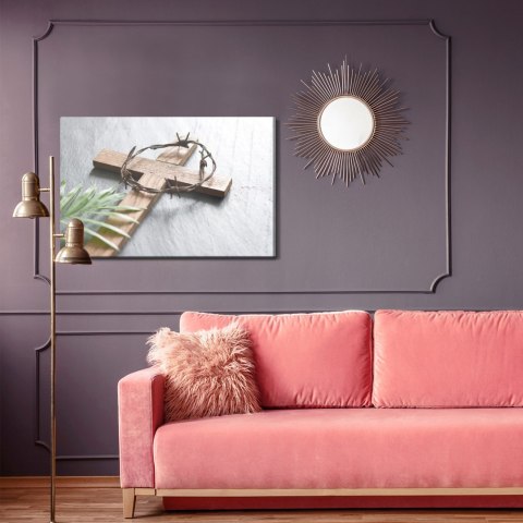 Obraz Na Płótnie Drewniany Krzyż Wielkanocny Canvas Naturalny 100x70 LB-2587-NC100-70