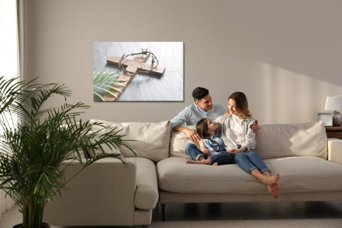 Obraz Na Płótnie Drewniany Krzyż Wielkanocny Canvas Naturalny 100x70 LB-2587-NC100-70