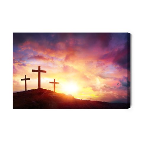 Obraz Na Płótnie Krzyże Na Wzgórzu Canvas Naturalny 100x70 LB-2547-NC100-70