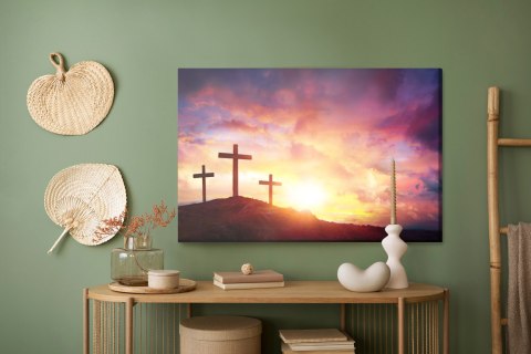 Obraz Na Płótnie Krzyże Na Wzgórzu Canvas Naturalny 100x70 LB-2547-NC100-70